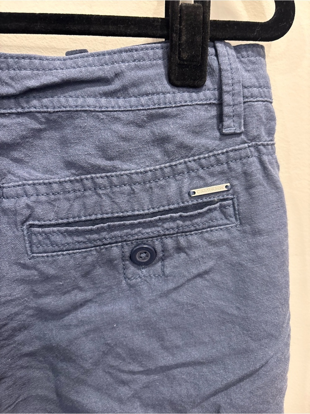 Calvin Klein Slate Blue Linen Blend Shorts Womens Casual Summer - Picture 6 of 7